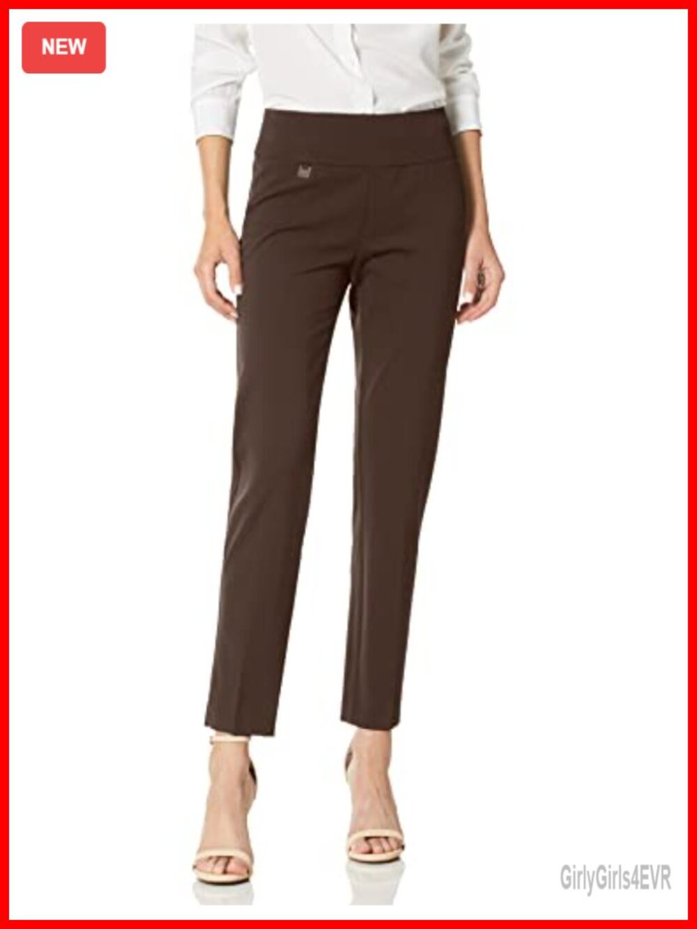 Womens Slimming Tummy Control Pull On Knit Ankle Pants Tapered Leg